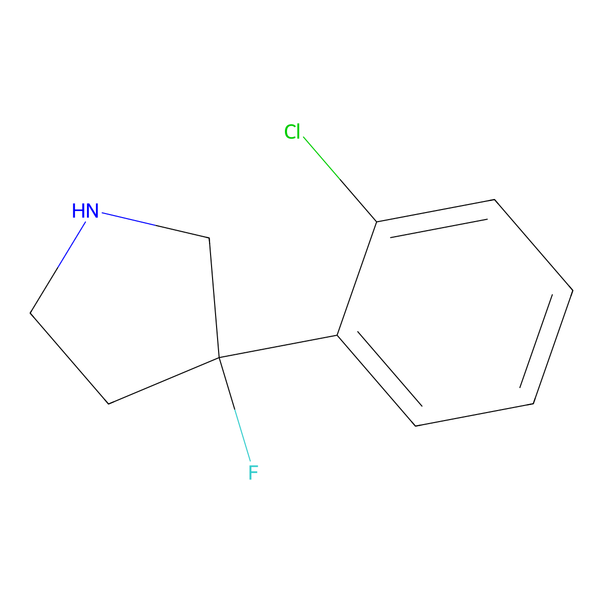 3-(2-Chlorophenyl)-3-fluoropyrrolidine molecular structure, CAS 1566812-83-6