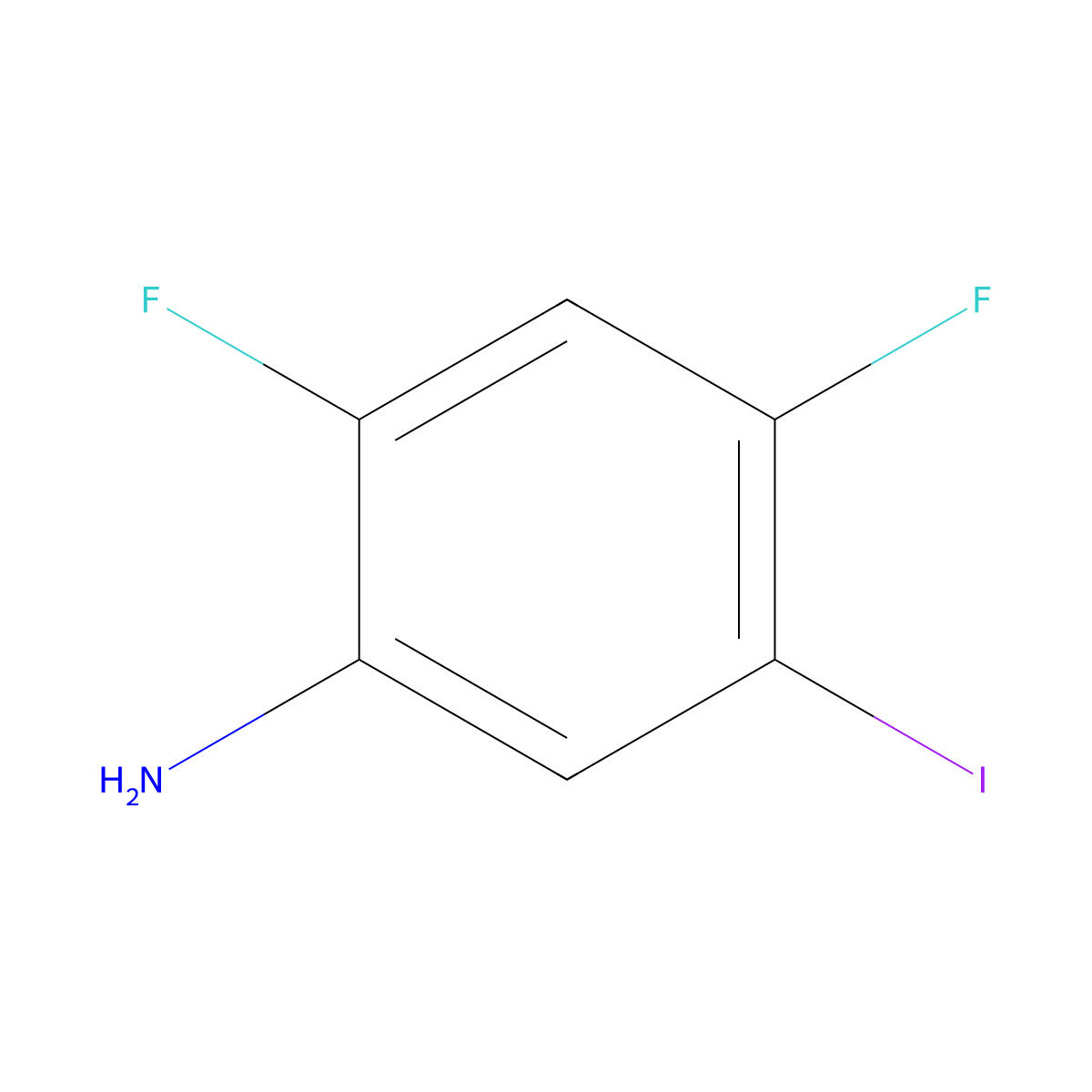 2,4-Difluoro-5-iodoaniline molecular structure, CAS 1566823-99-1