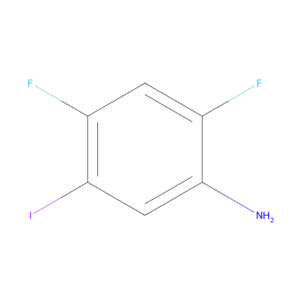2,4-Difluoro-5-iodoaniline molecular structure, CAS 1566823-99-1