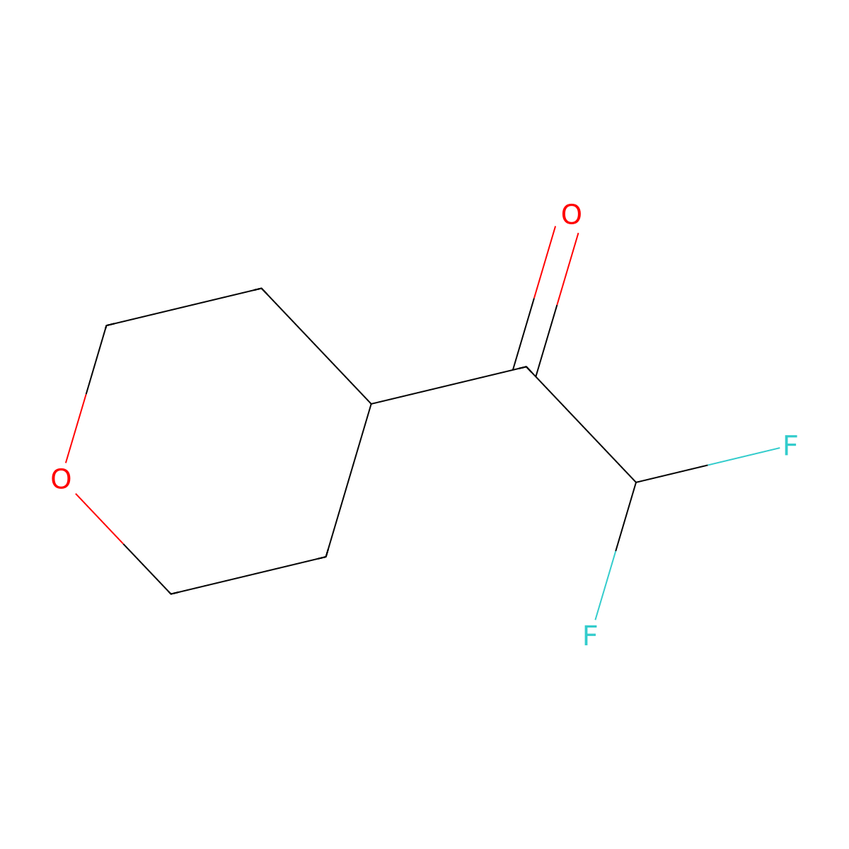 2,2-Difluoro-1-(oxan-4-yl)ethan-1-one molecular structure, CAS 1566835-24-2