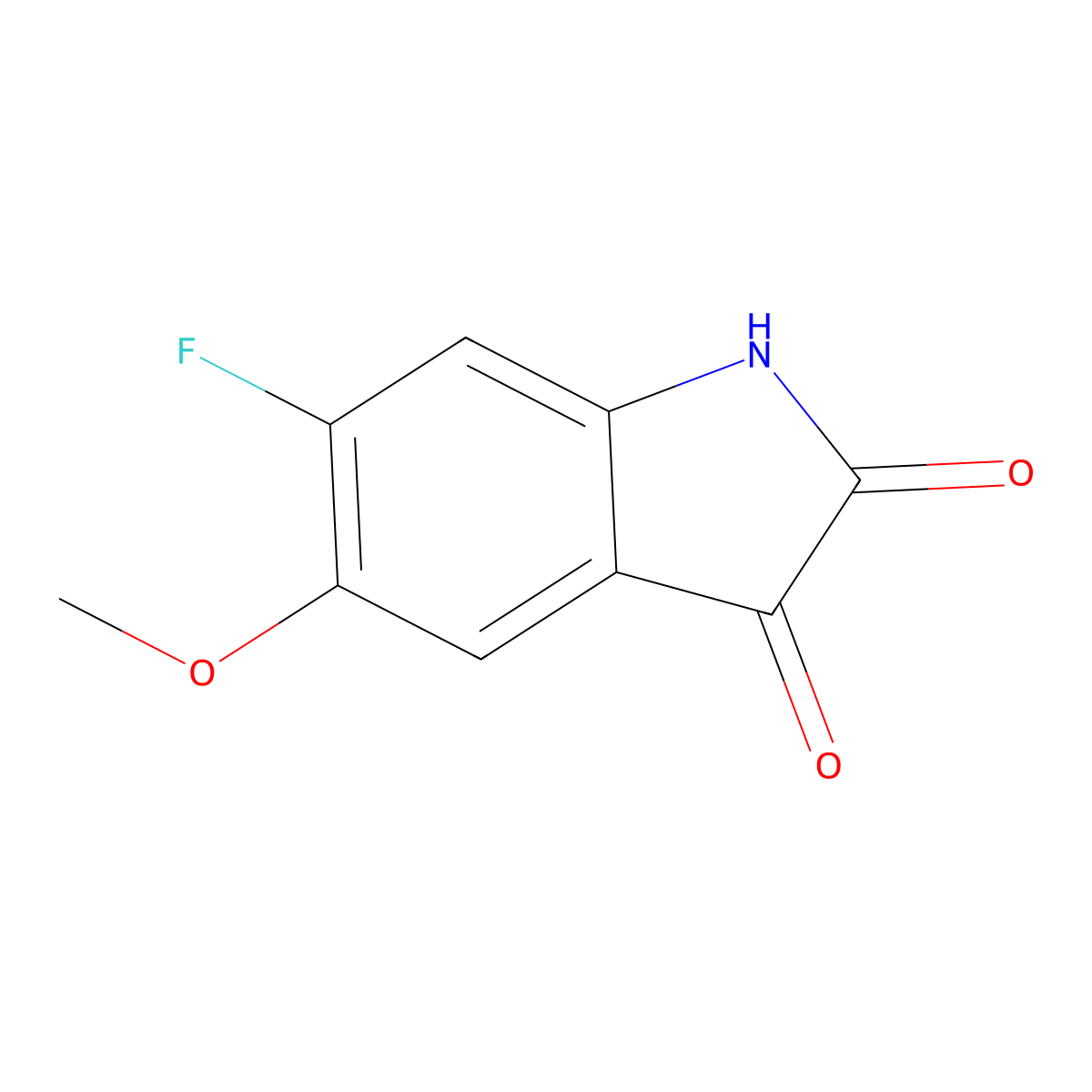 6-fluoro-5-methoxy-2,3-dihydro-1H-indole-2,3-dione molecular structure, CAS 1566838-47-8
