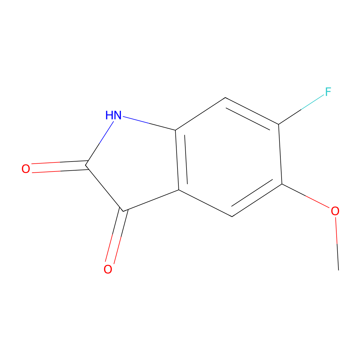 6-fluoro-5-methoxy-2,3-dihydro-1H-indole-2,3-dione molecular structure, CAS 1566838-47-8