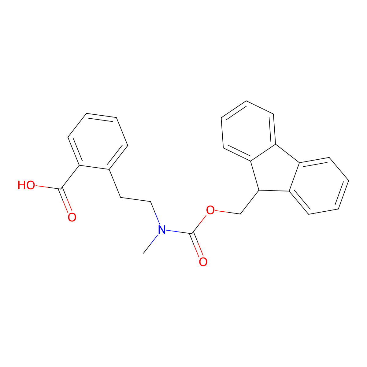 2-(2-([(9H-Fluoren-9-ylmethoxy)carbonyl](methyl)amino)ethyl)benzoic acid molecular structure, CAS 1566847-89-9