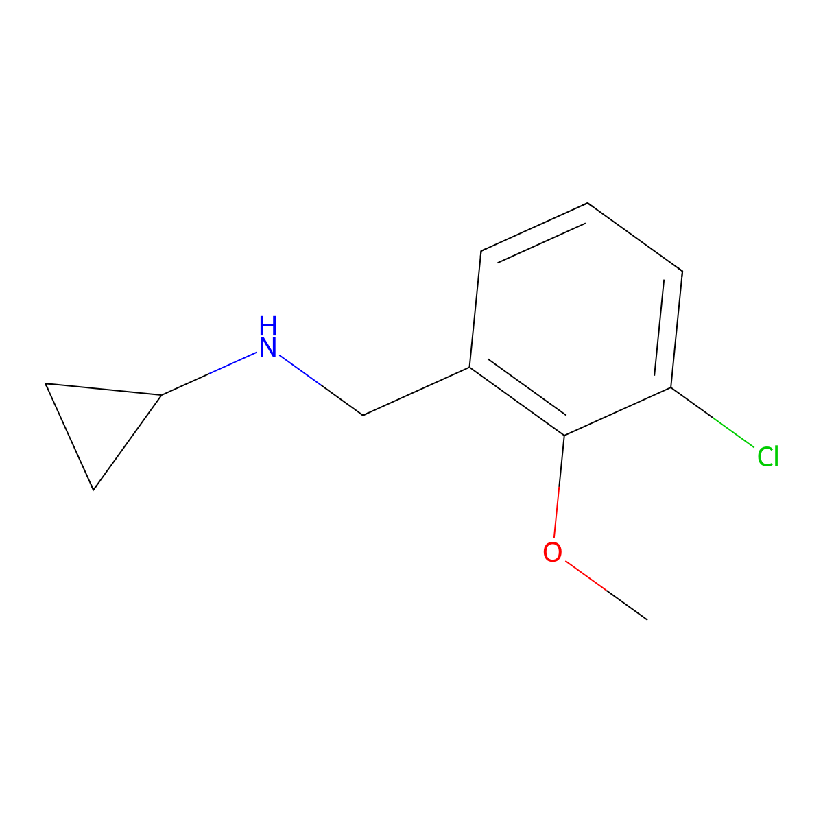 N-[(3-chloro-2-methoxyphenyl)methyl]cyclopropanamine molecular structure, CAS 1566851-32-8