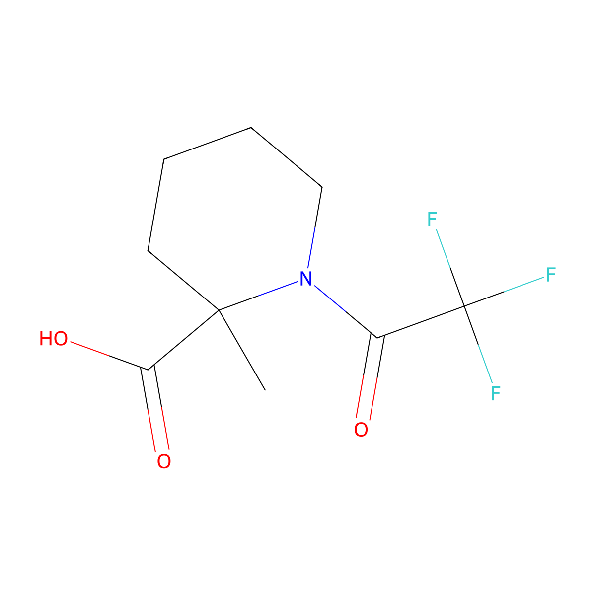 2-Methyl-1-(trifluoroacetyl)piperidine-2-carboxylic acid molecular structure, CAS 1566862-17-6
