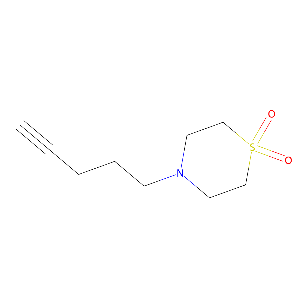 4-(Pent-4-yn-1-yl)-1lambda6-thiomorpholine-1,1-dione molecular structure, CAS 1566863-65-7