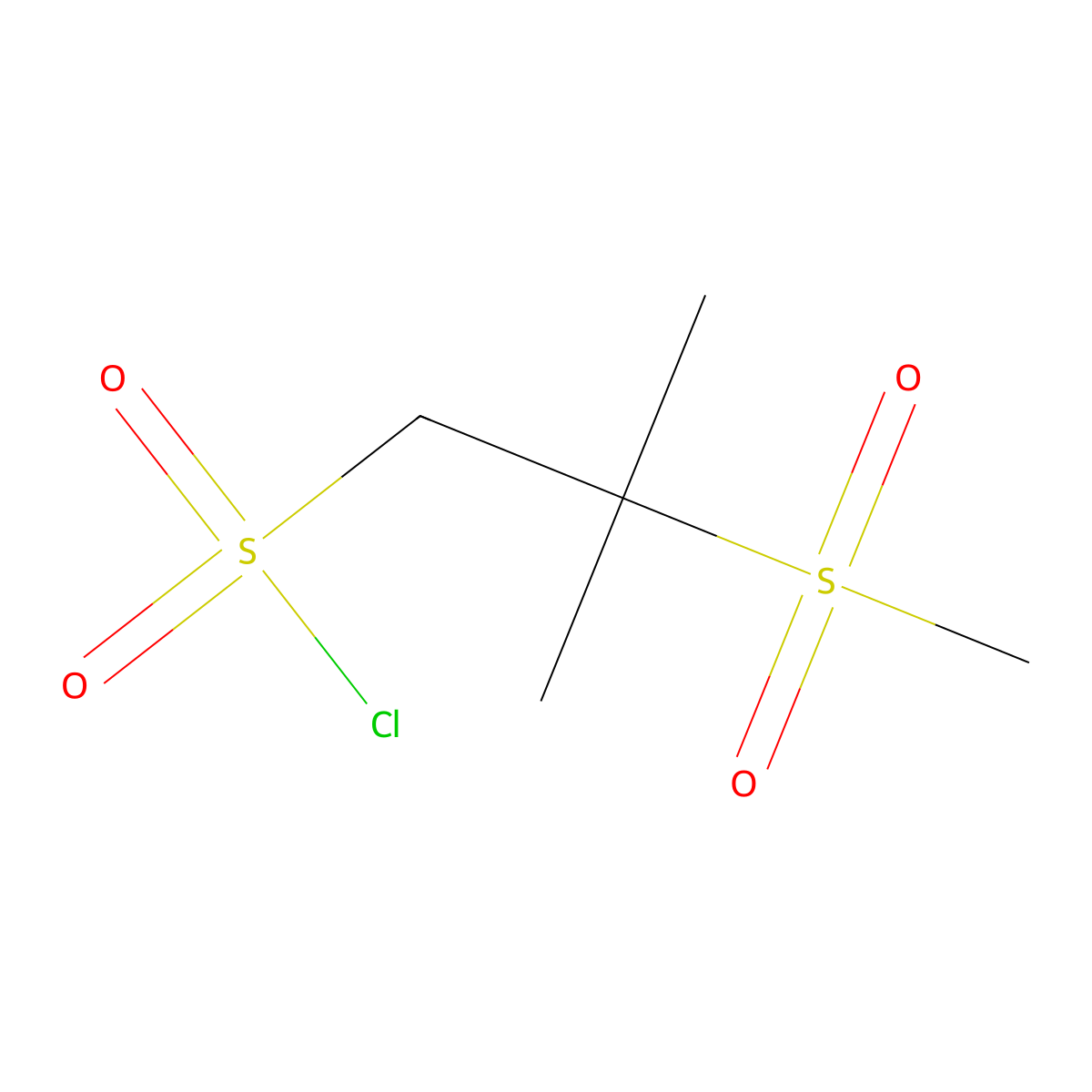 2-Methanesulfonyl-2-methylpropane-1-sulfonyl chloride molecular structure, CAS 1566876-63-8