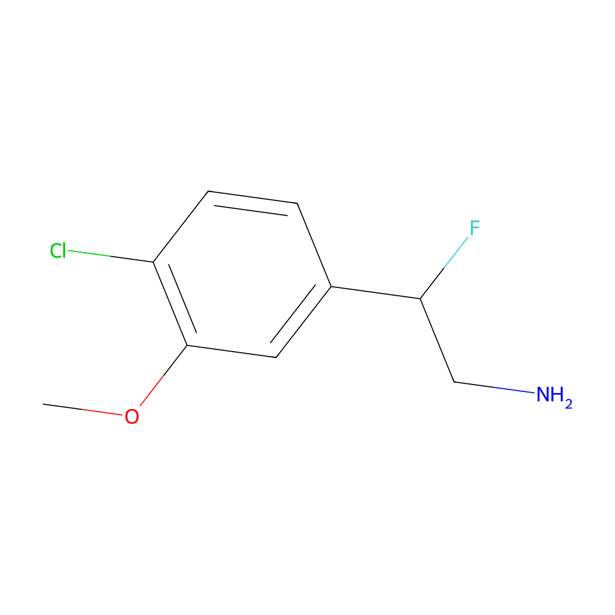 2-(4-Chloro-3-methoxyphenyl)-2-fluoroethan-1-amine molecular structure, CAS 1566878-48-5