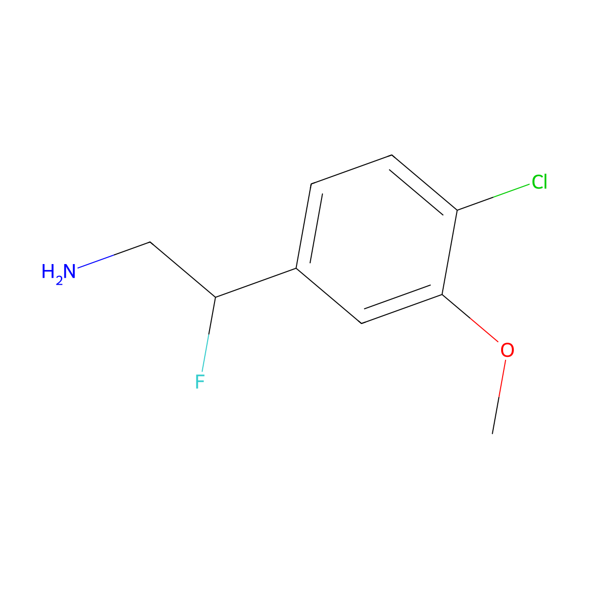 2-(4-Chloro-3-methoxyphenyl)-2-fluoroethan-1-amine molecular structure, CAS 1566878-48-5