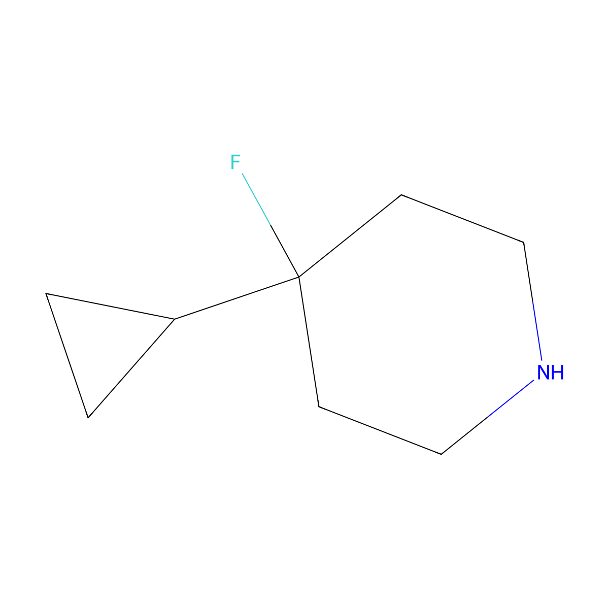 4-Cyclopropyl-4-fluoropiperidine molecular structure, CAS 1566880-08-7