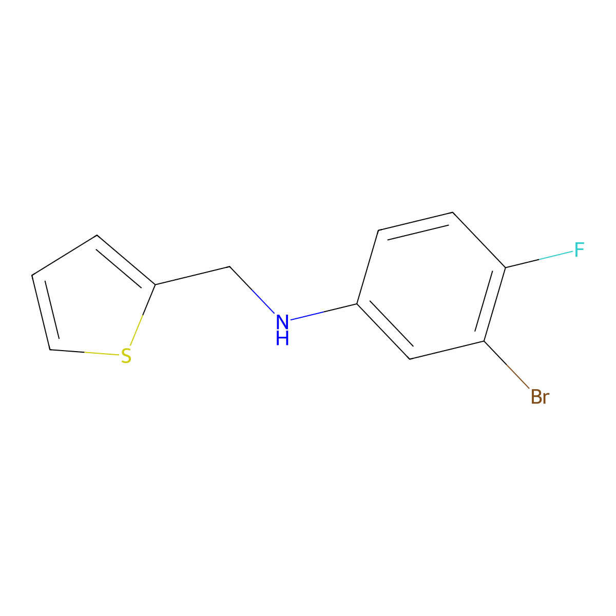 3-bromo-4-fluoro-N-[(thiophen-2-yl)methyl]aniline molecular structure, CAS 1566880-54-3