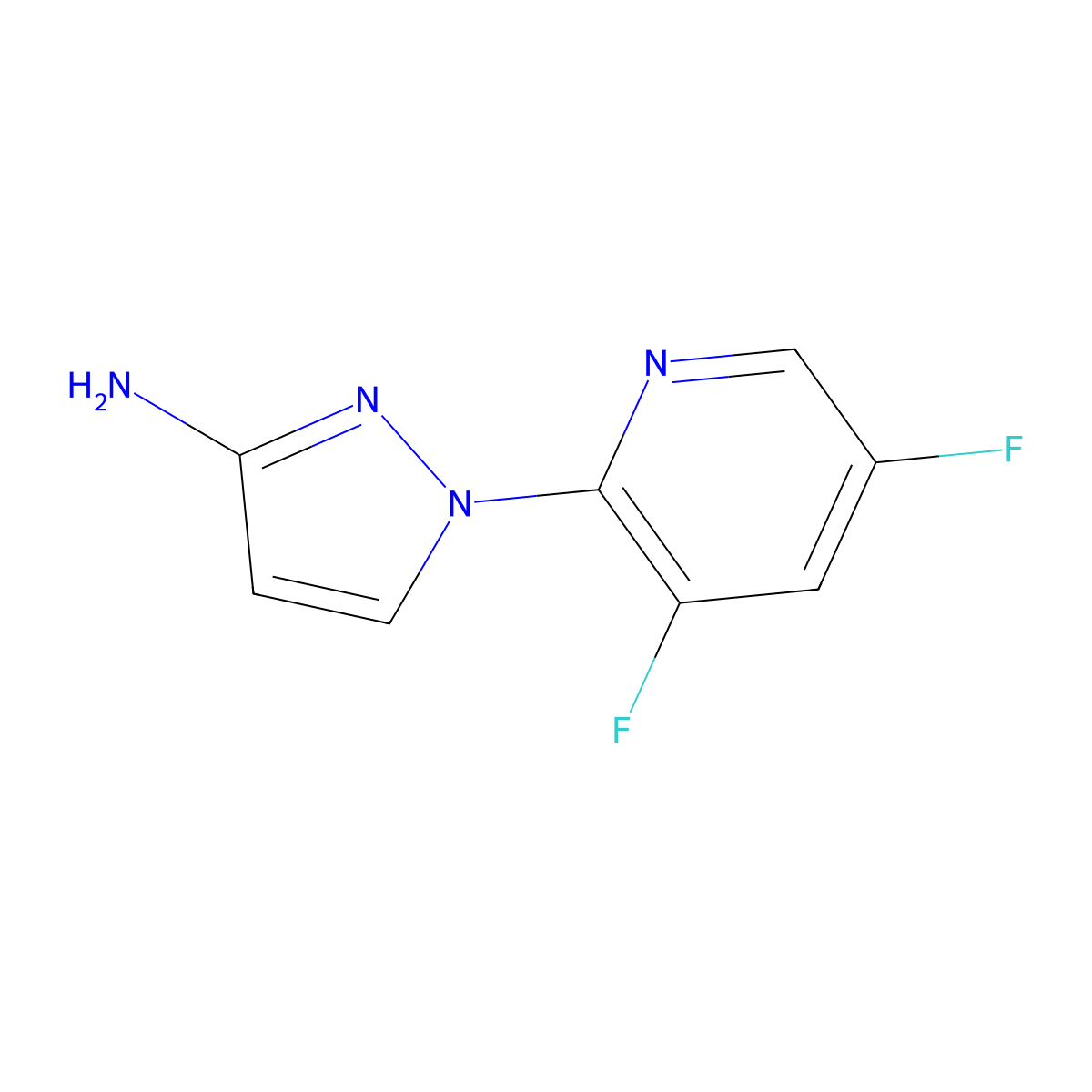 1-(3,5-difluoropyridin-2-yl)-1H-pyrazol-3-amine molecular structure, CAS 1566930-25-3