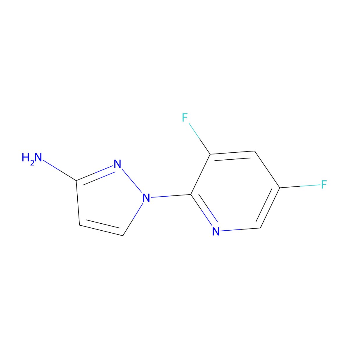 1-(3,5-difluoropyridin-2-yl)-1H-pyrazol-3-amine molecular structure, CAS 1566930-25-3