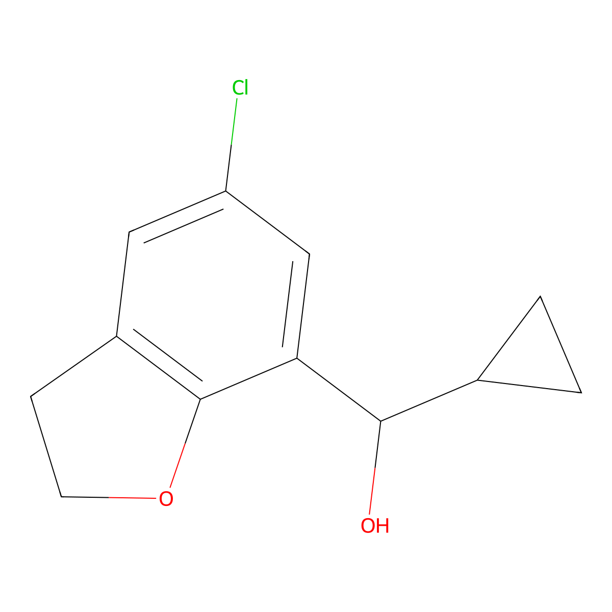 (5-Chloro-2,3-dihydro-1-benzofuran-7-YL)(cyclopropyl)methanol molecular structure, CAS 1566939-13-6