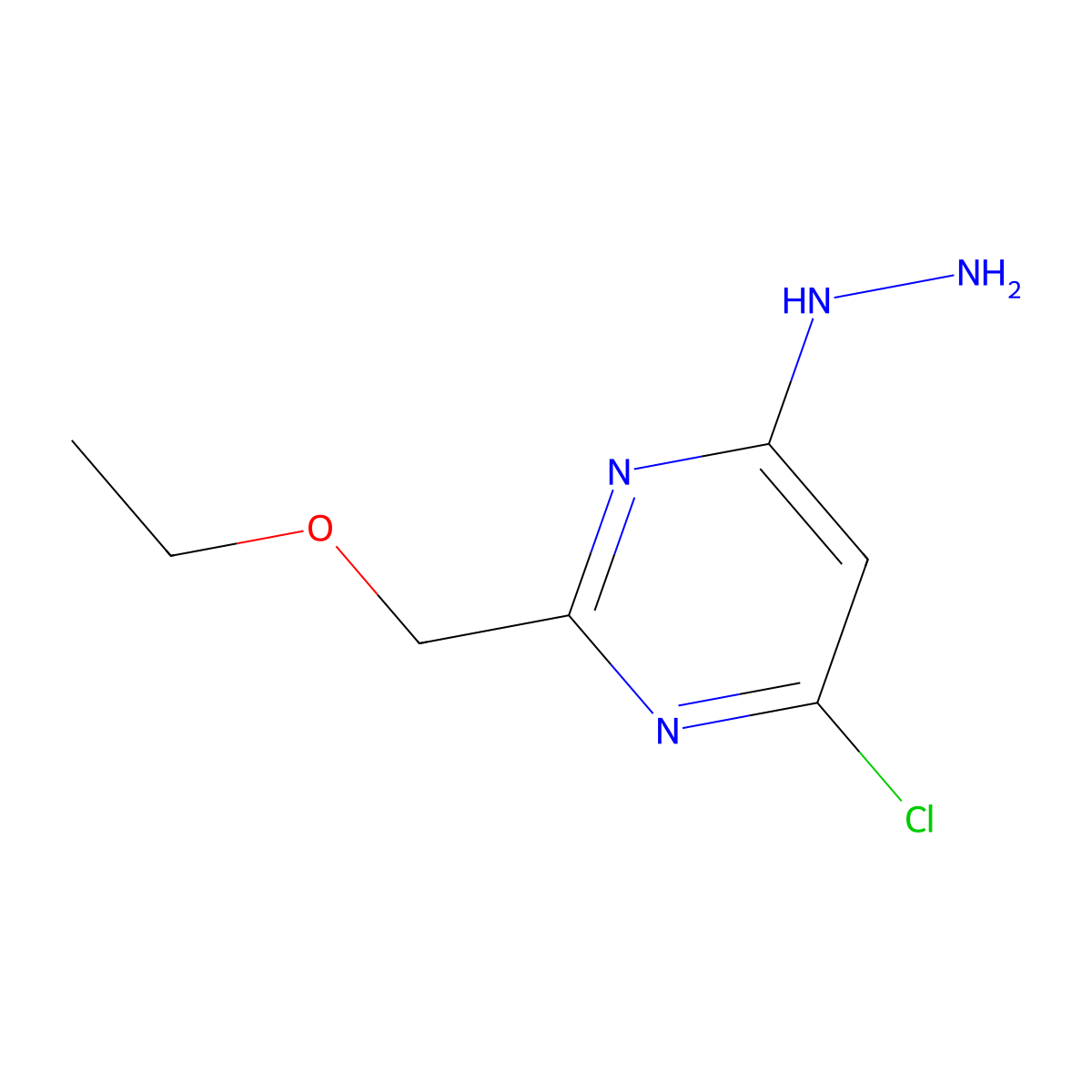4-Chloro-2-(ethoxymethyl)-6-hydrazinylpyrimidine molecular structure, CAS 1566959-42-9