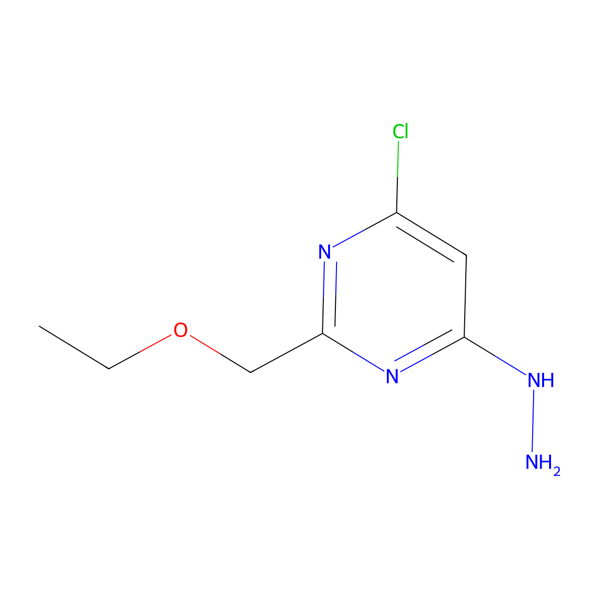 4-Chloro-2-(ethoxymethyl)-6-hydrazinylpyrimidine molecular structure, CAS 1566959-42-9