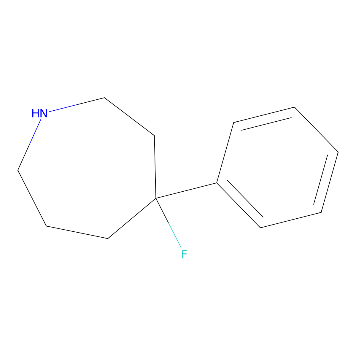 4-Fluoro-4-phenylazepane molecular structure, CAS 1566960-00-6
