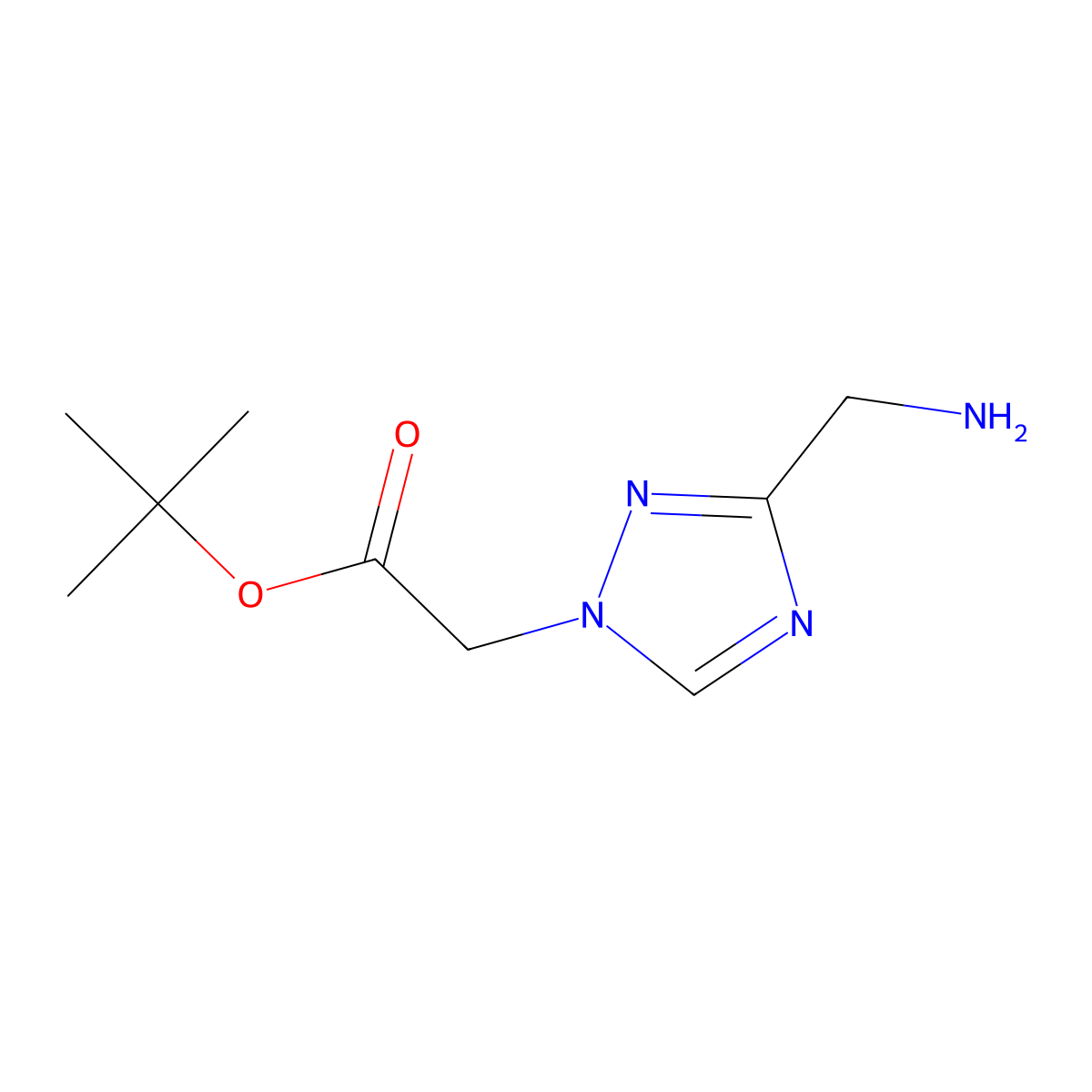 tert-butyl 2-[3-(aminomethyl)-1H-1,2,4-triazol-1-yl]acetate molecular structure, CAS 1566960-90-4