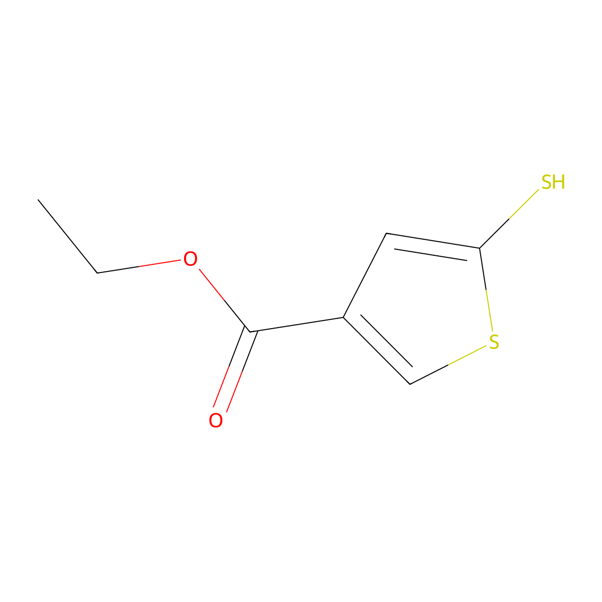Ethyl 5-sulfanylthiophene-3-carboxylate molecular structure, CAS 1566962-85-3
