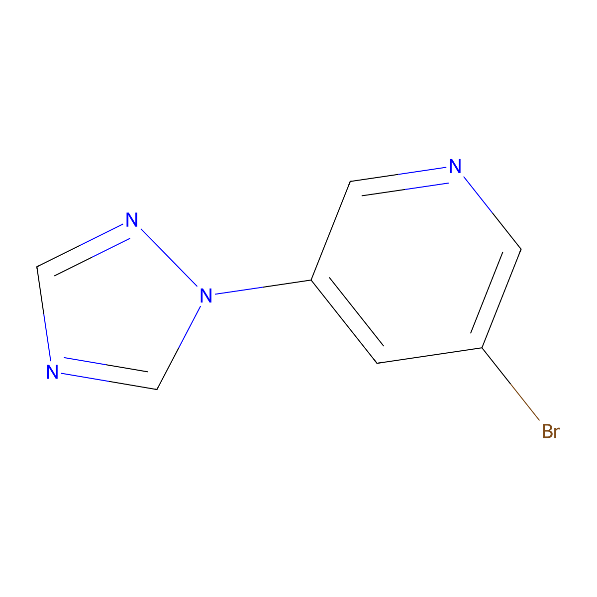 3-bromo-5-(1H-1,2,4-triazol-1-yl)pyridine molecular structure, CAS 1566968-89-5
