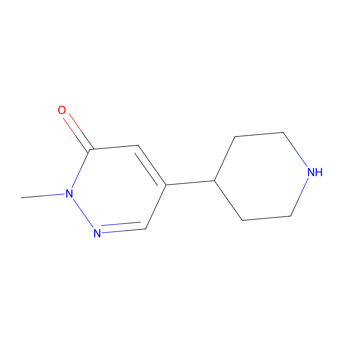 2-Methyl-5-(piperidin-4-yl)-2,3-dihydropyridazin-3-one molecular structure, CAS 1566974-35-3