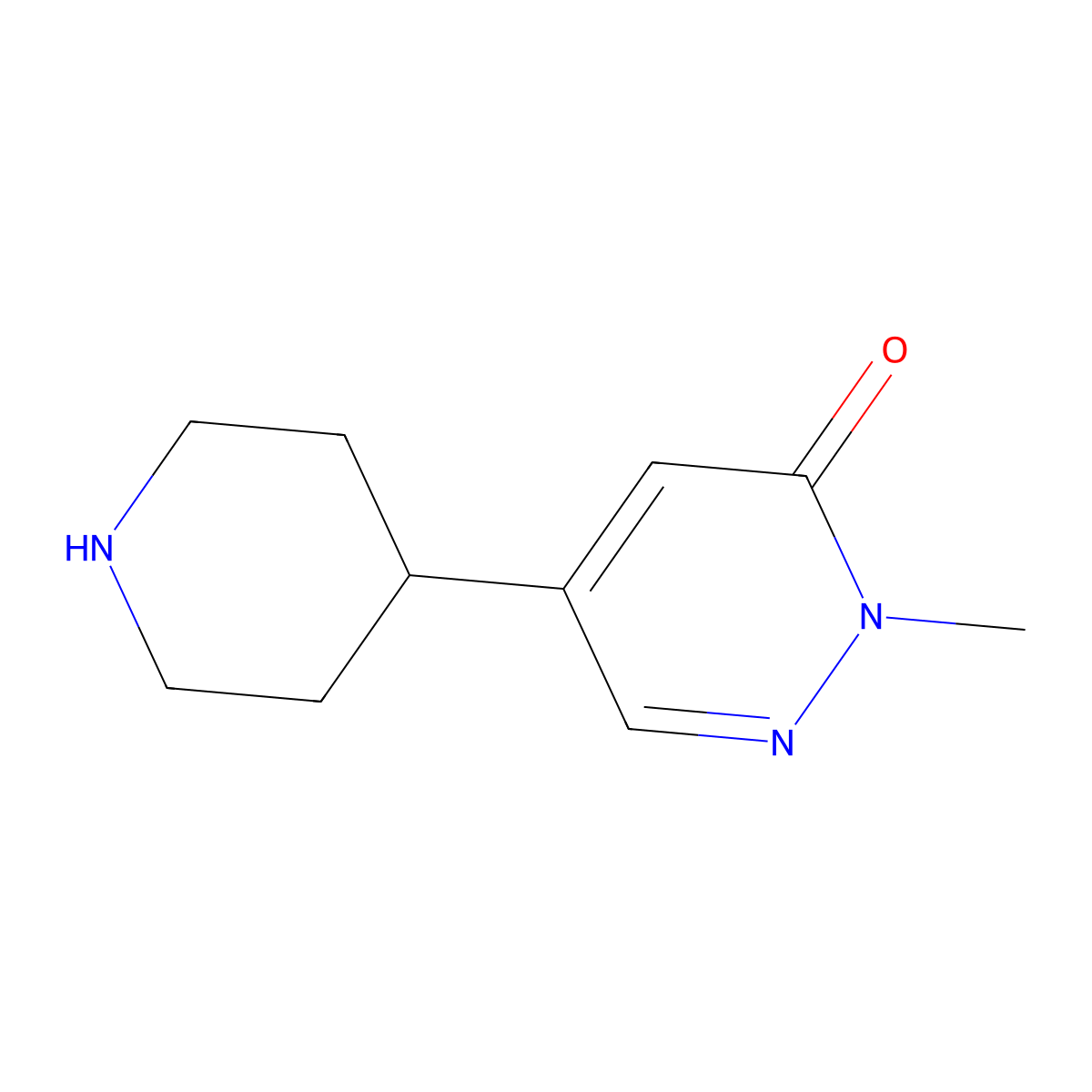 2-Methyl-5-(piperidin-4-yl)-2,3-dihydropyridazin-3-one molecular structure, CAS 1566974-35-3