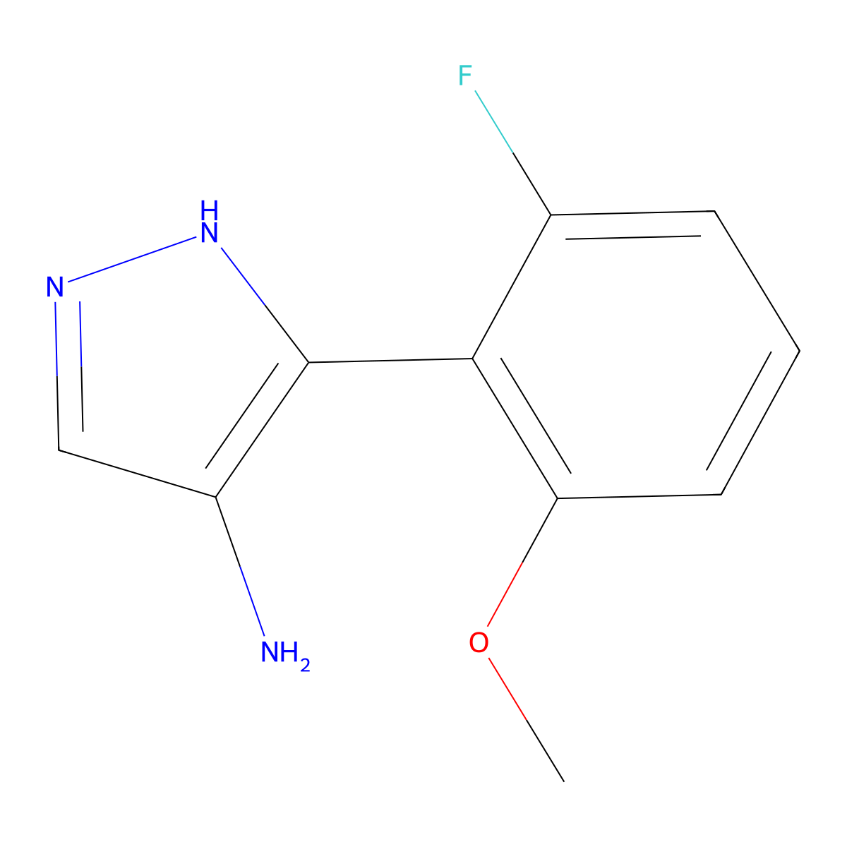 5-(2-fluoro-6-methoxyphenyl)-1H-pyrazol-4-amine molecular structure, CAS 1566974-36-4
