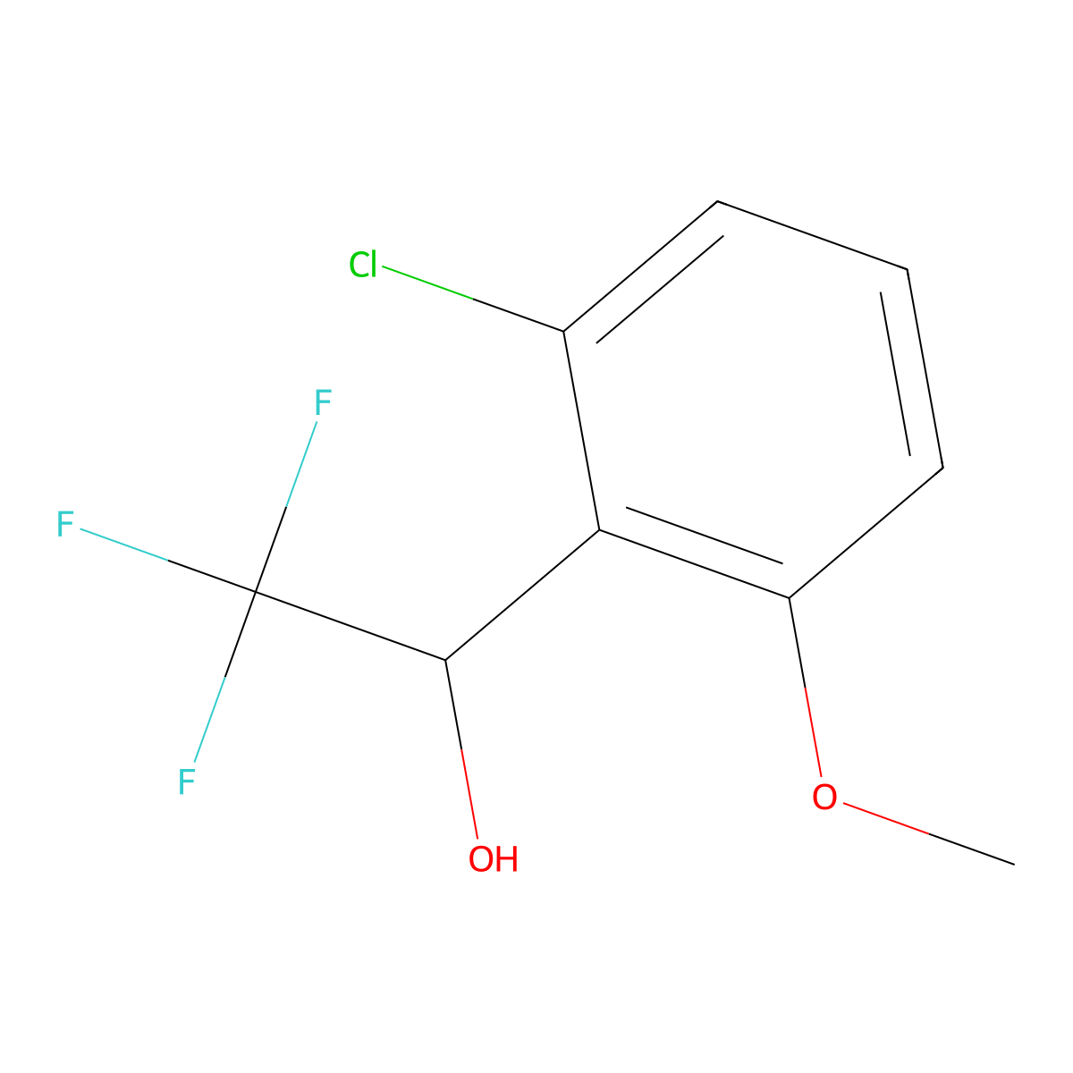 1-(2-Chloro-6-methoxyphenyl)-2,2,2-trifluoroethan-1-ol molecular structure, CAS 1566975-48-1