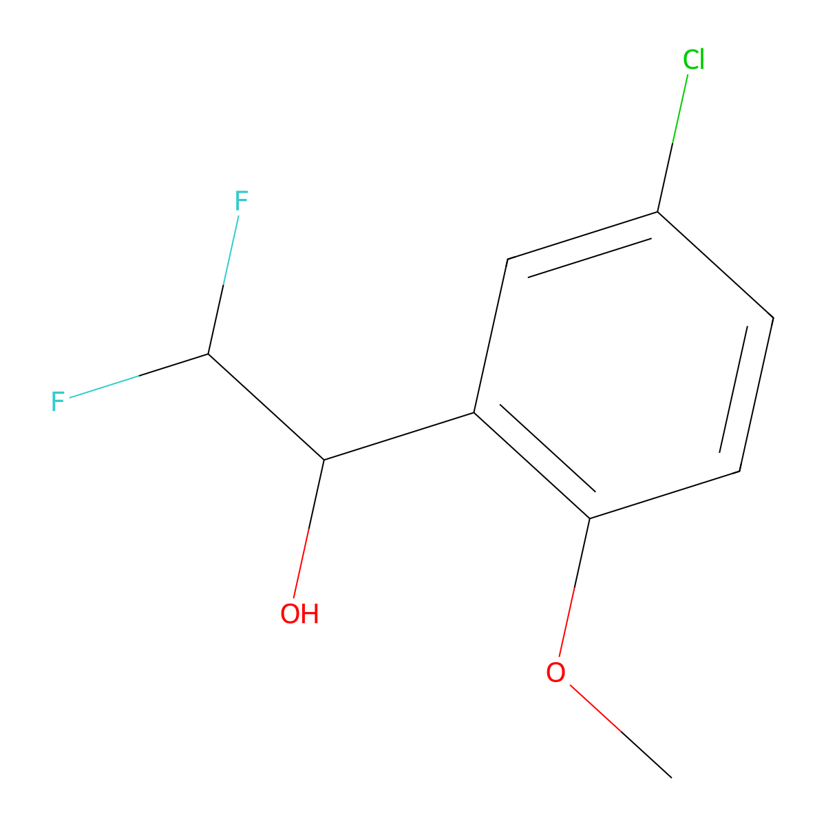 1-(5-Chloro-2-methoxyphenyl)-2,2-difluoroethan-1-ol molecular structure, CAS 1566990-83-7