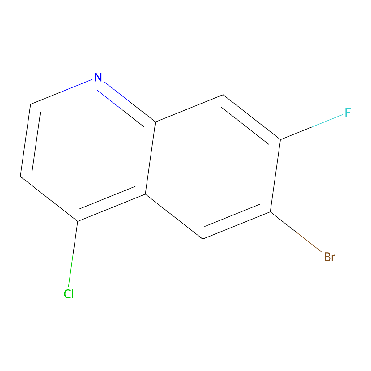 6-Bromo-4-chloro-7-fluoroquinoline molecular structure, CAS 1566994-56-6