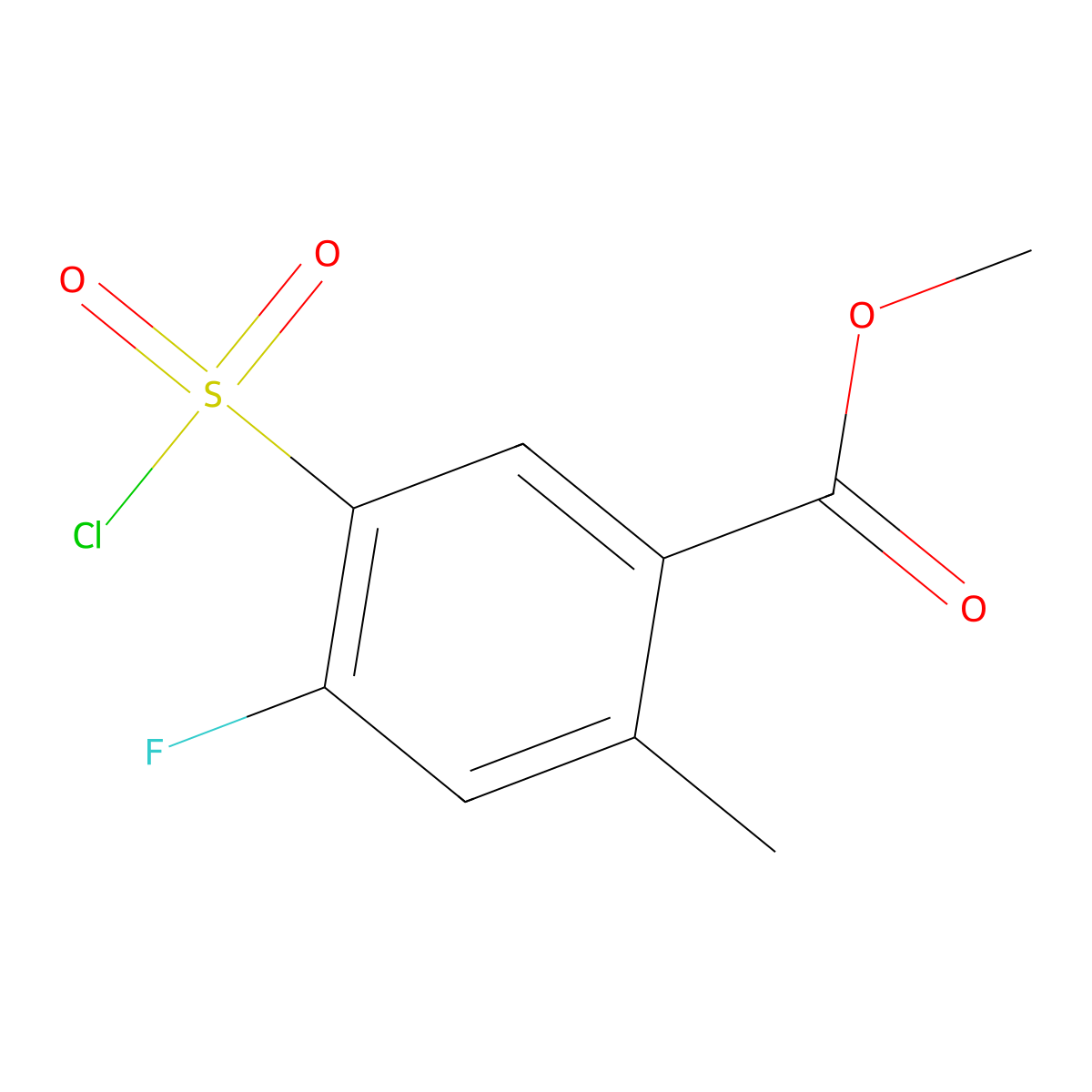 Methyl 5-(chlorosulfonyl)-4-fluoro-2-methylbenzoate molecular structure, CAS 1566997-25-8