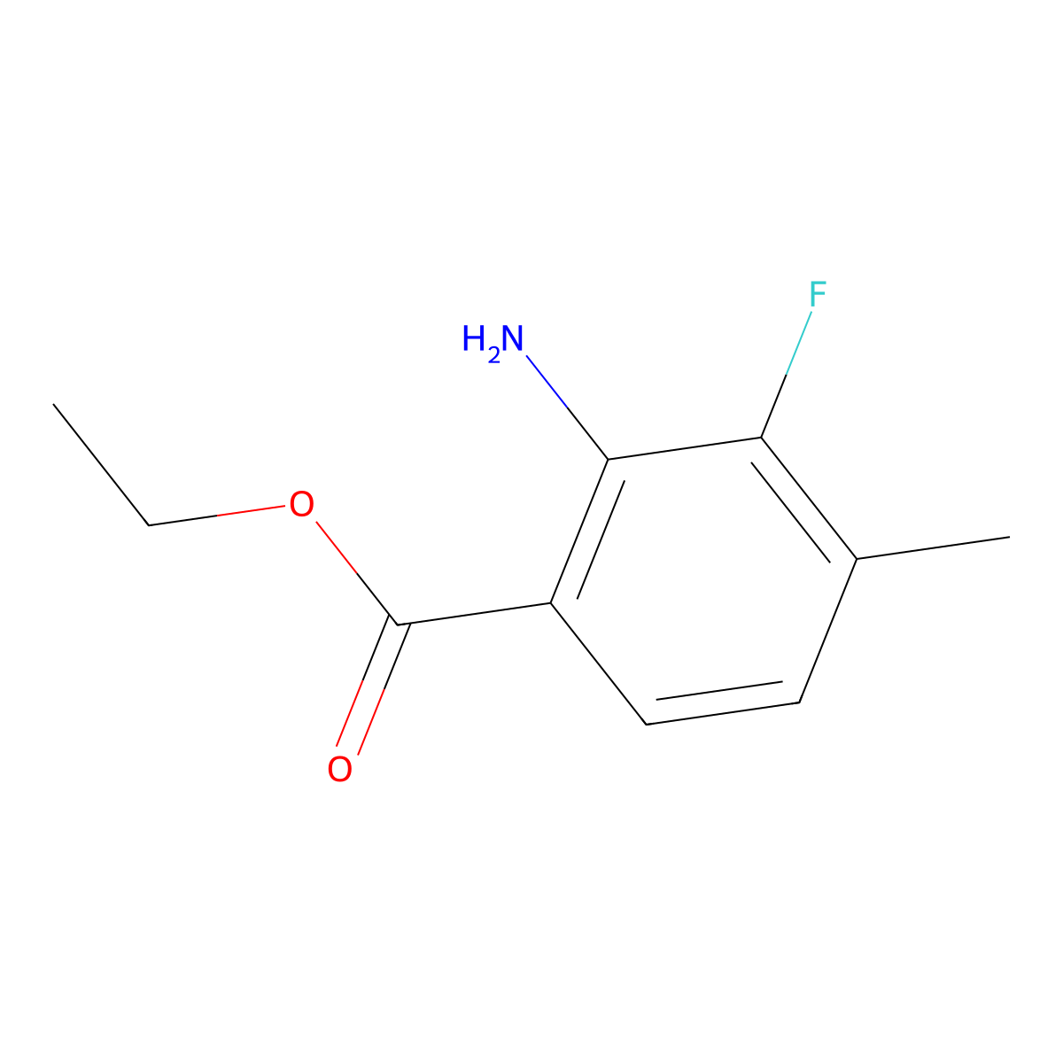 Ethyl 2-amino-3-fluoro-4-methylbenzoate molecular structure, CAS 1566997-66-7
