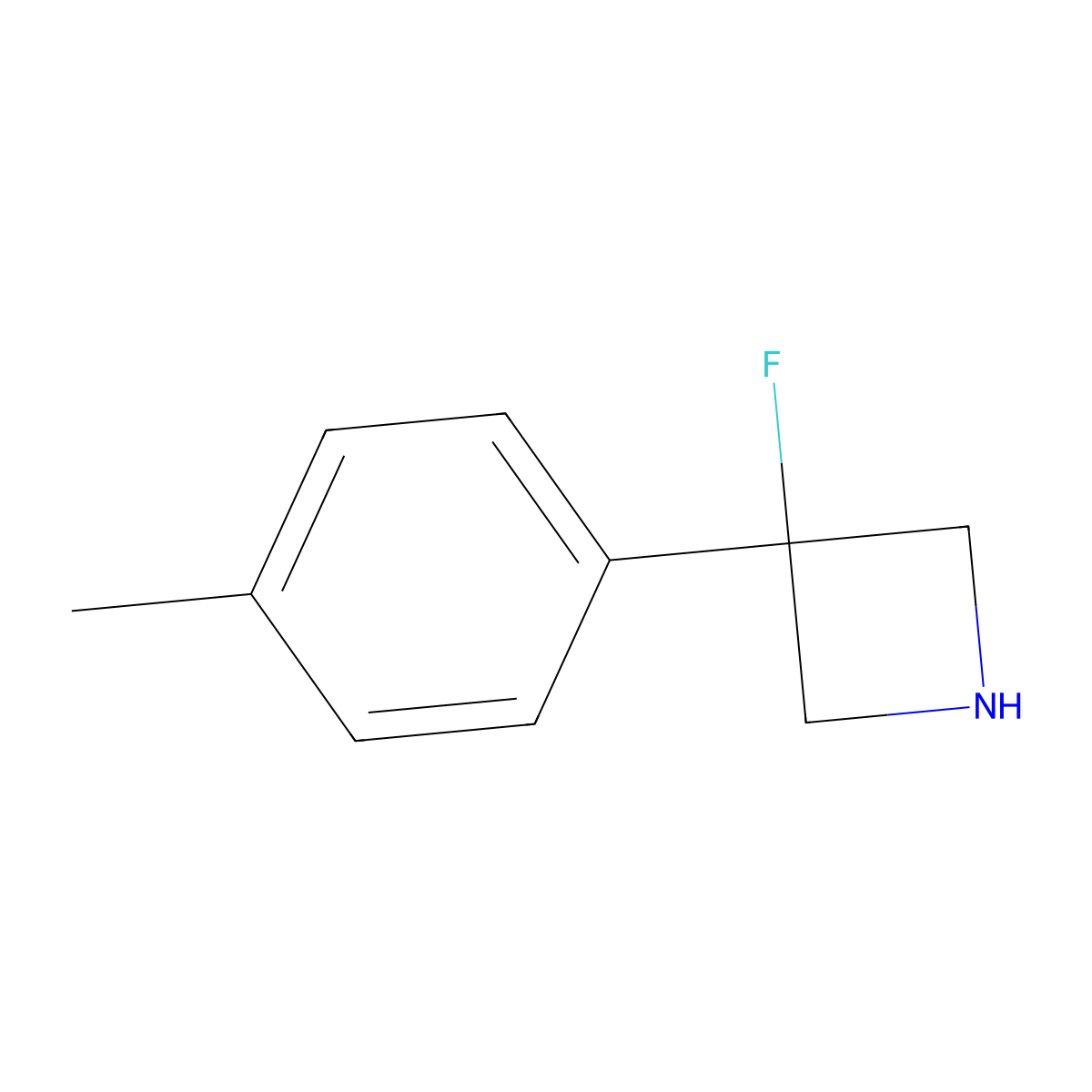 3-Fluoro-3-(4-methylphenyl)azetidine molecular structure, CAS 1567004-38-9