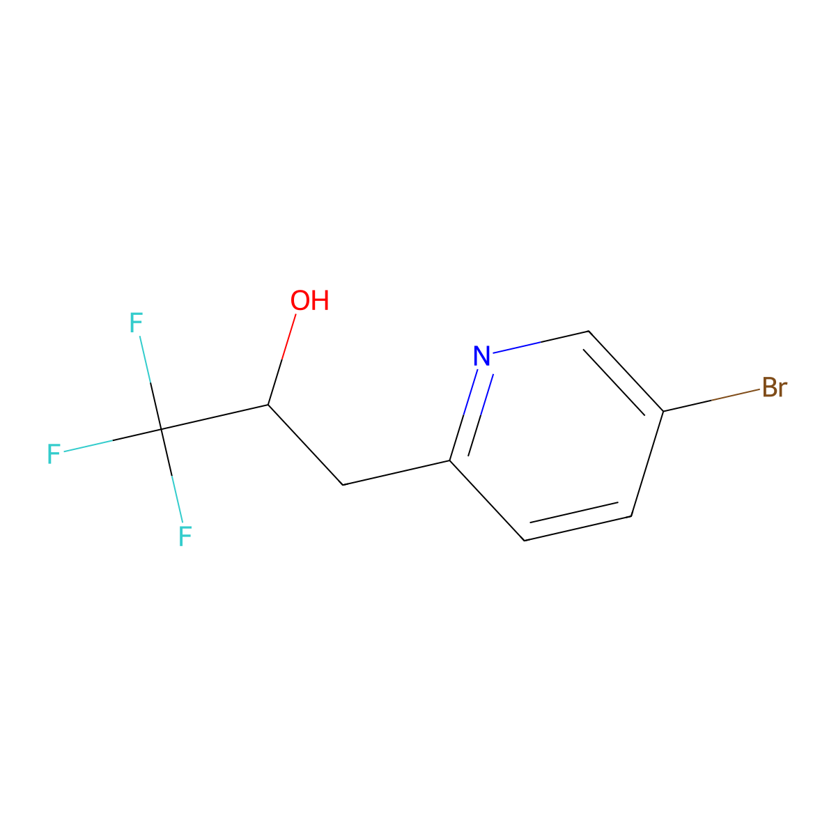 3-(5-Bromopyridin-2-yl)-1,1,1-trifluoropropan-2-ol molecular structure, CAS 1567005-12-2