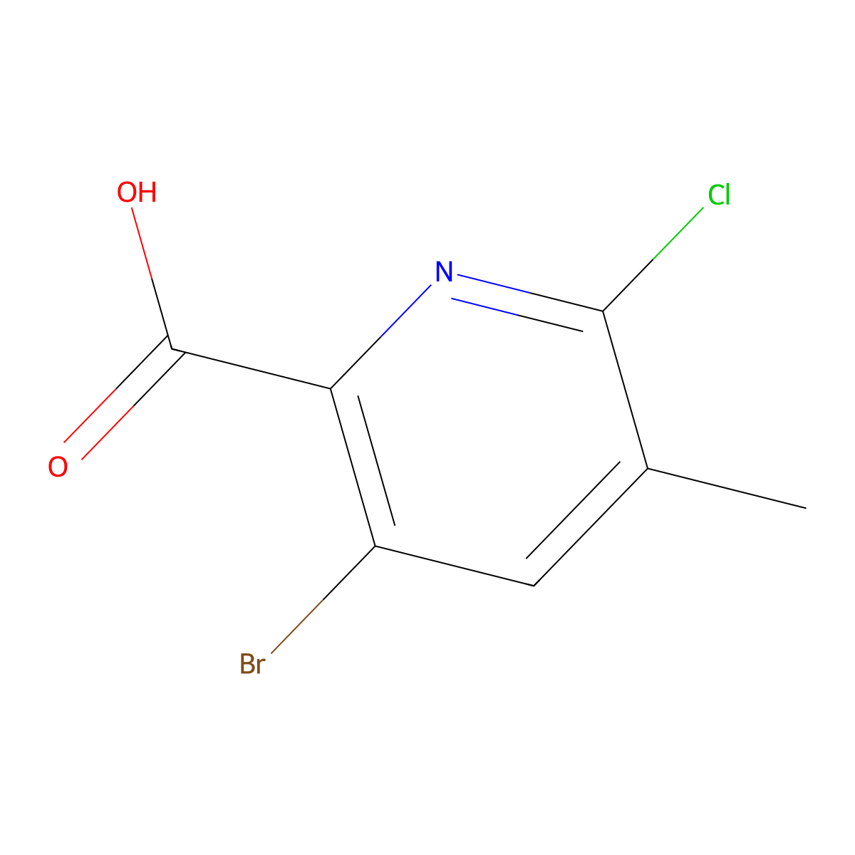 3-Bromo-6-chloro-5-methylpyridine-2-carboxylic acid molecular structure, CAS 1567009-79-3