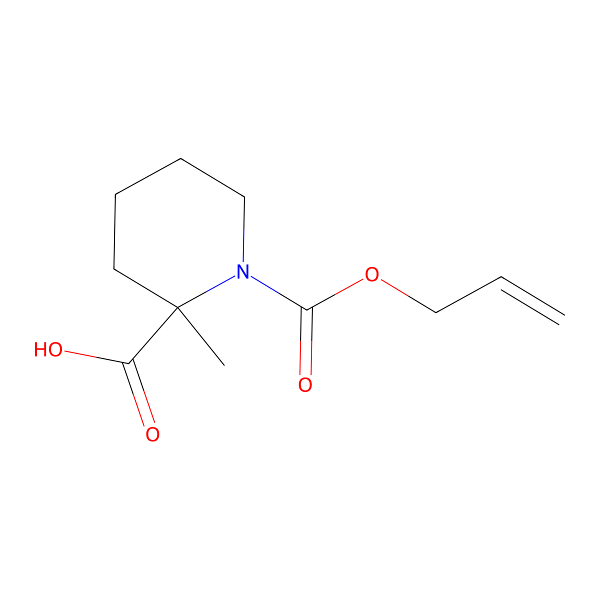 2-Methyl-1-[(prop-2-en-1-yloxy)carbonyl]piperidine-2-carboxylic acid molecular structure, CAS 1567015-76-2
