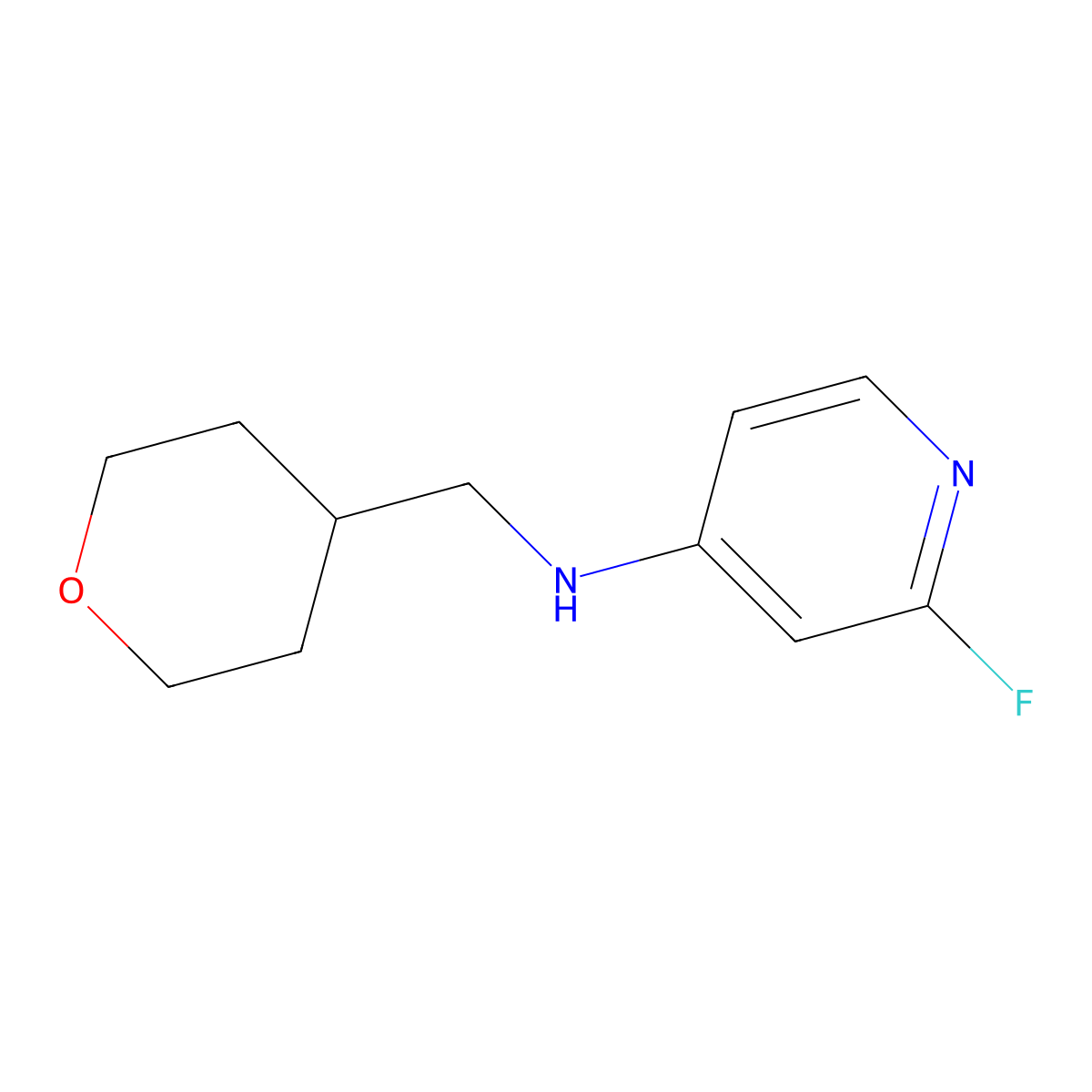 2-Fluoro-N-((tetrahydro-2H-pyran-4-yl)methyl)pyridin-4-amine molecular structure, CAS 1567022-88-1