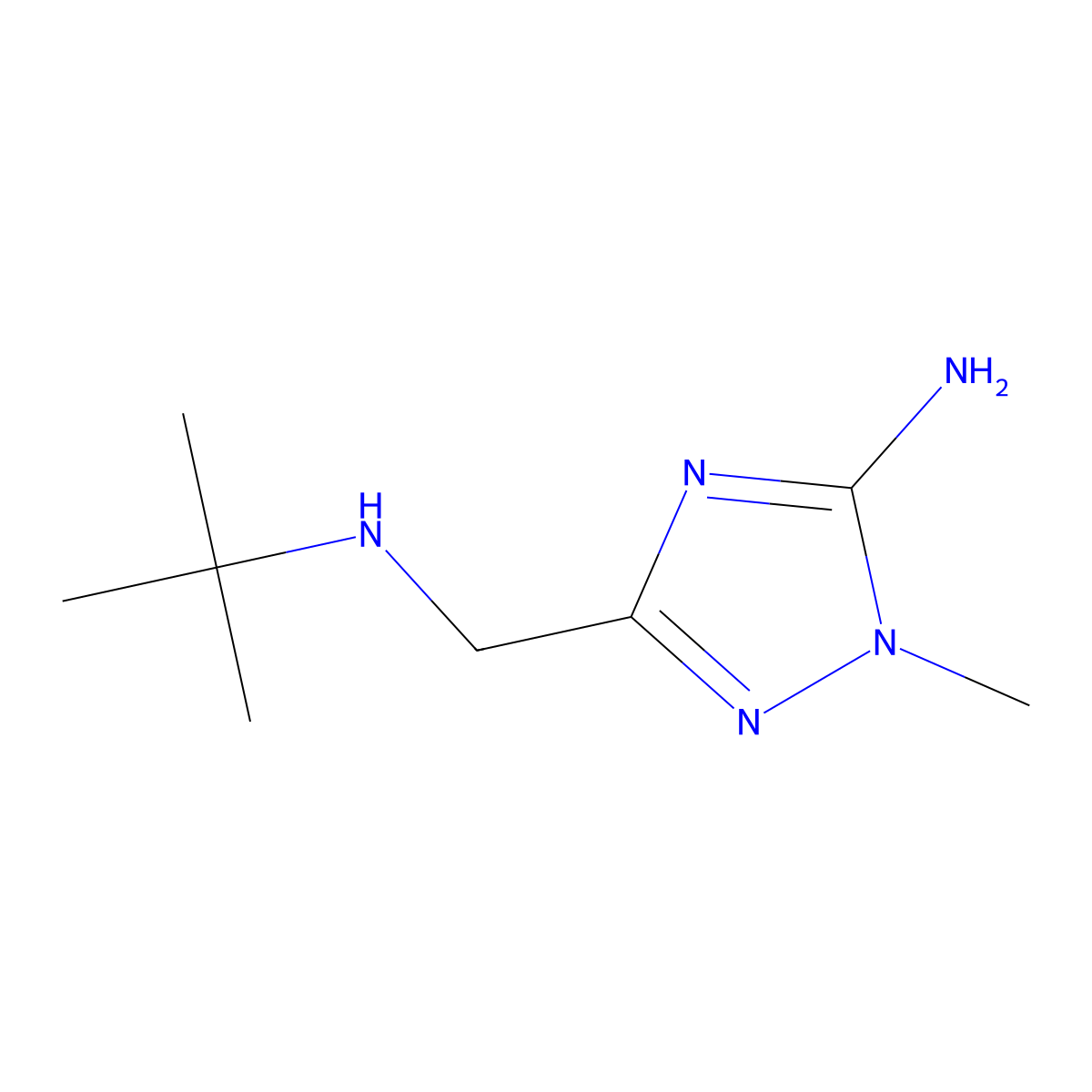 3-[(tert-butylamino)methyl]-1-methyl-1H-1,2,4-triazol-5-amine molecular structure, CAS 1567035-35-1