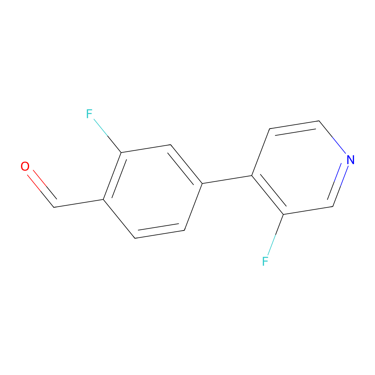 2-Fluoro-4-(3-fluoropyridin-4-yl)benzaldehyde molecular structure, CAS 1567046-33-6