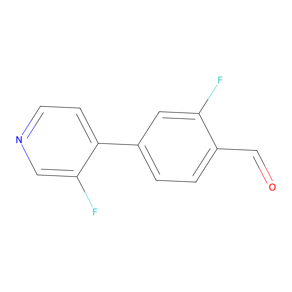 2-Fluoro-4-(3-fluoropyridin-4-yl)benzaldehyde molecular structure, CAS 1567046-33-6