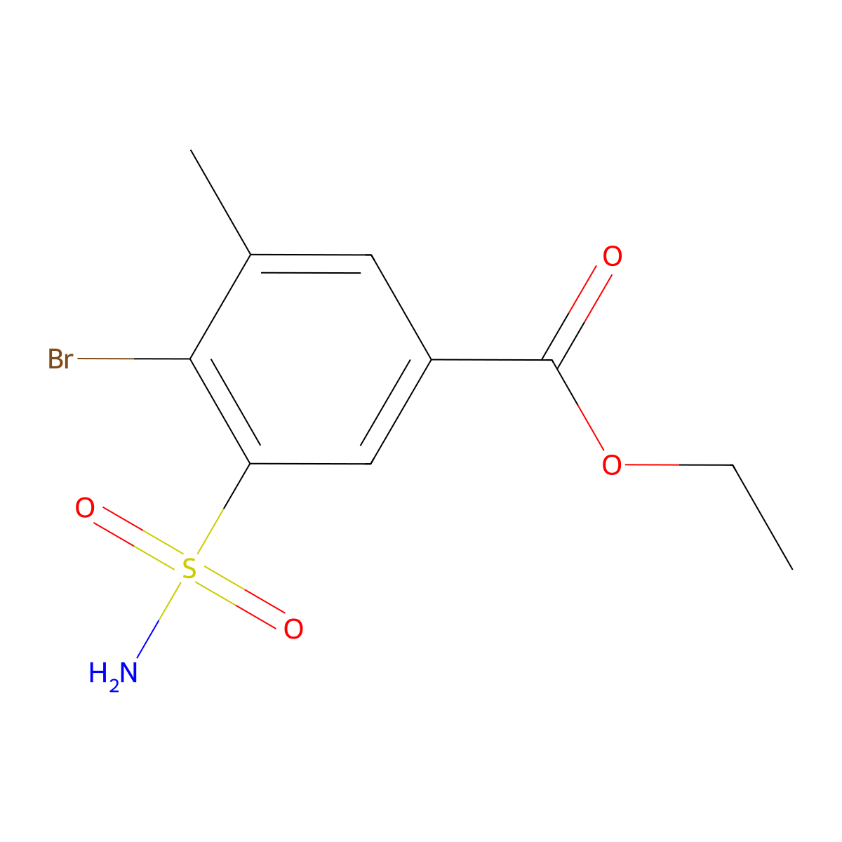 Ethyl 4-bromo-3-methyl-5-sulfamoylbenzoate molecular structure, CAS 1567060-83-6