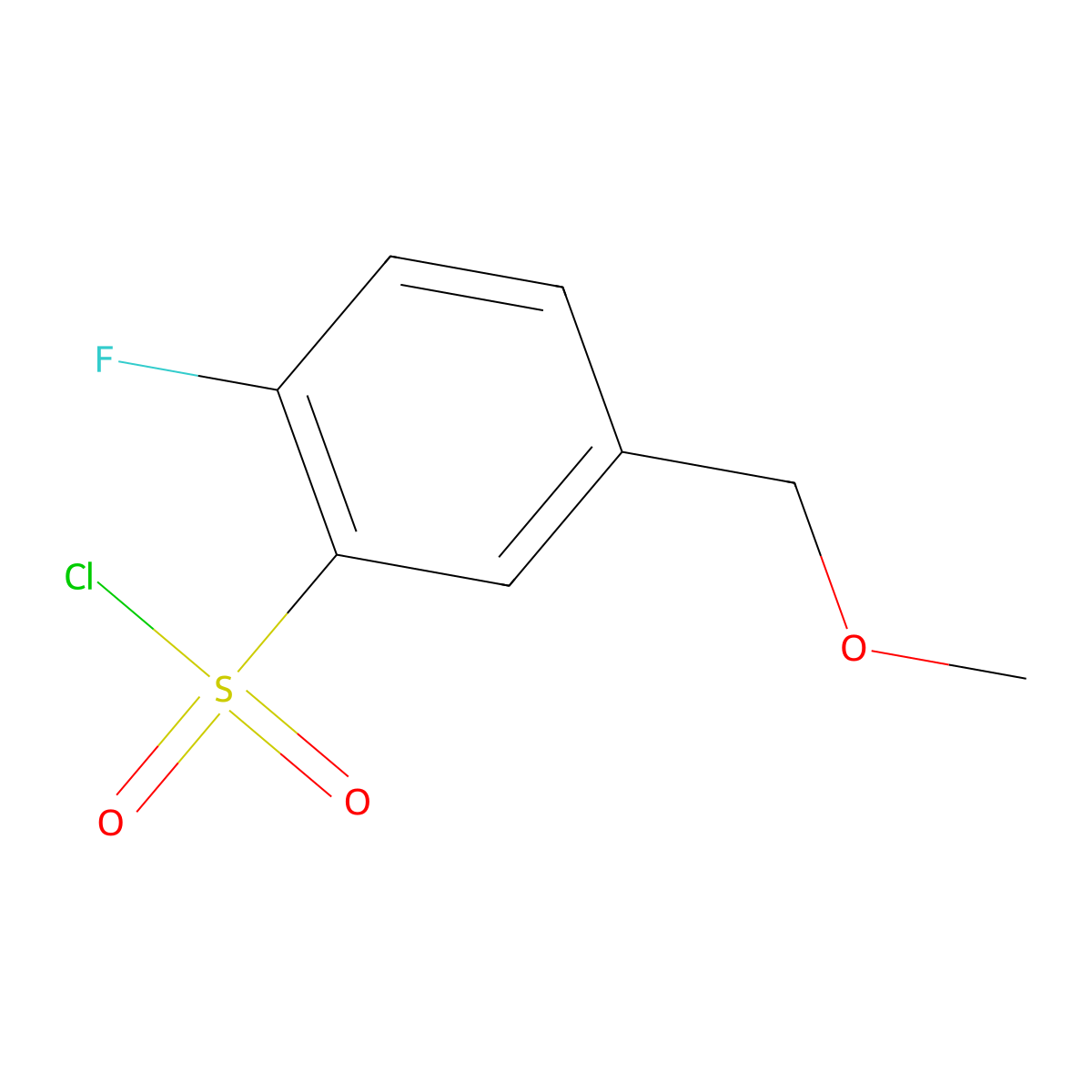 2-Fluoro-5-(methoxymethyl)benzene-1-sulfonyl chloride molecular structure, CAS 1567061-50-0