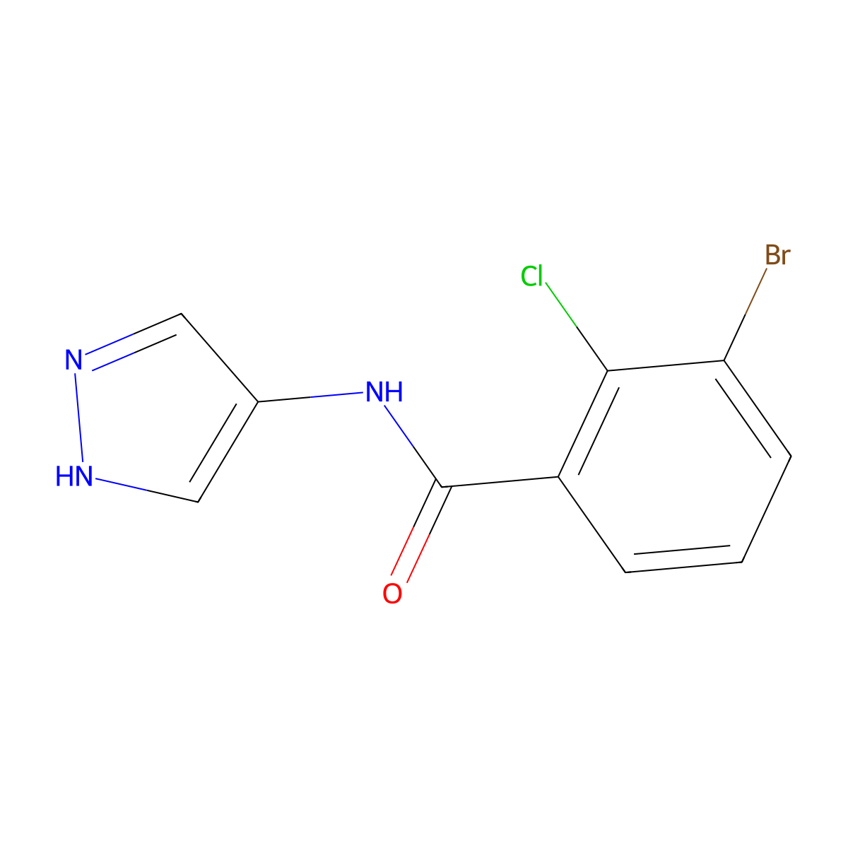 3-Bromo-2-chloro-N-(1H-pyrazol-4-YL)benzamide molecular structure, CAS 1567073-64-6