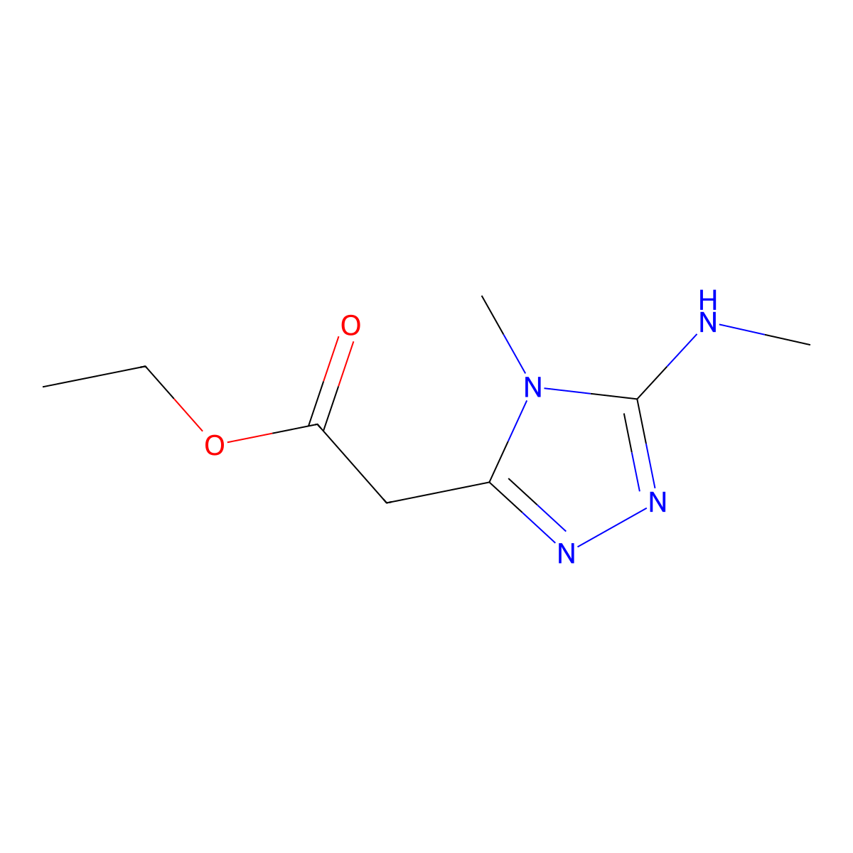 ethyl 2-[4-methyl-5-(methylamino)-4H-1,2,4-triazol-3-yl]acetate molecular structure, CAS 1567078-48-1