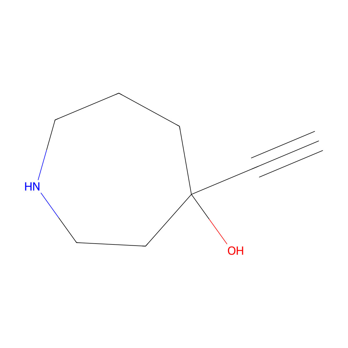 4-Ethynylazepan-4-ol molecular structure, CAS 1567080-38-9
