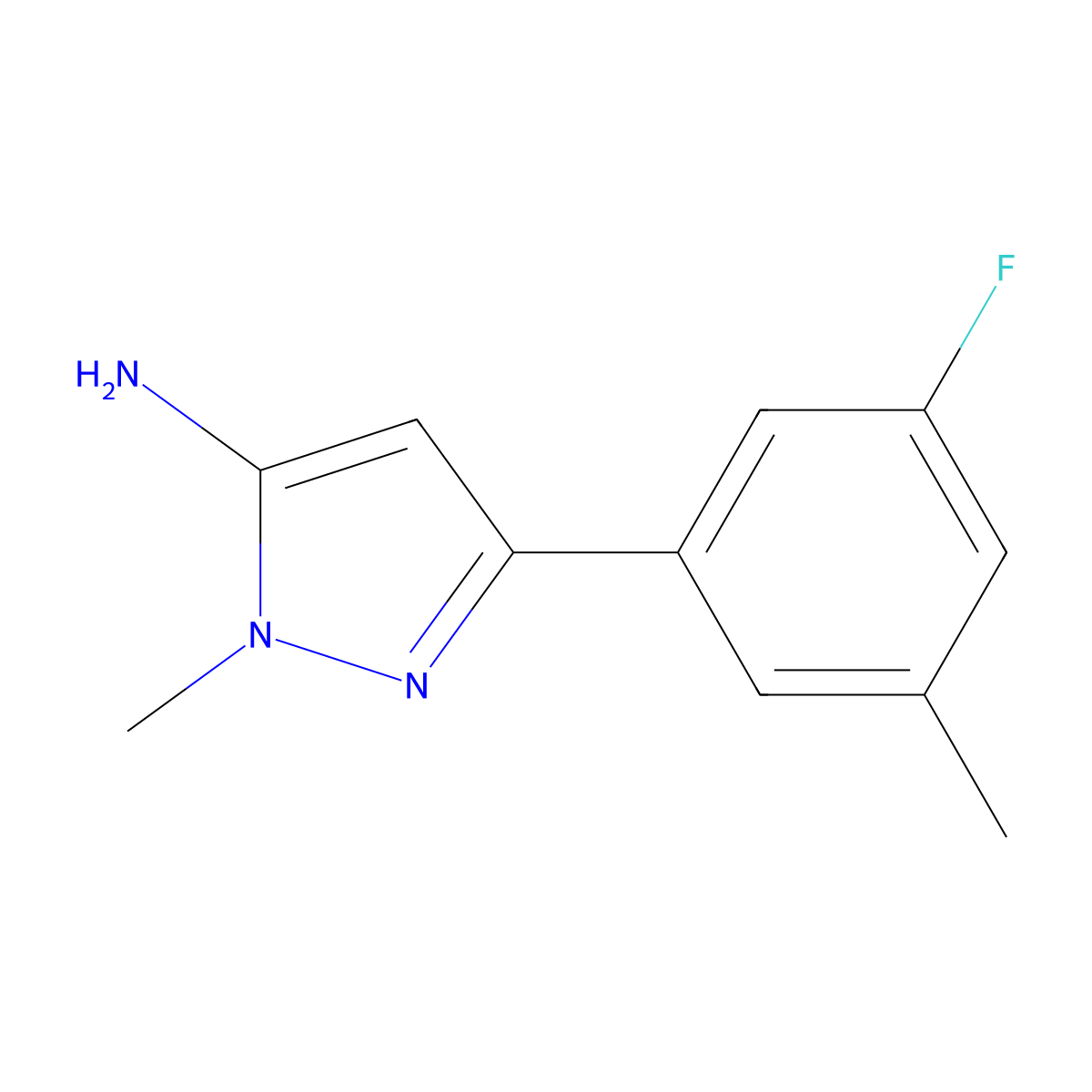 3-(3-fluoro-5-methylphenyl)-1-methyl-1H-pyrazol-5-amine molecular structure, CAS 1567083-58-2