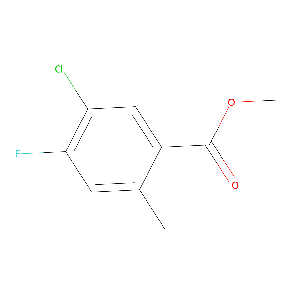 Methyl 5-chloro-4-fluoro-2-methylbenzoate molecular structure, CAS 1567083-92-4