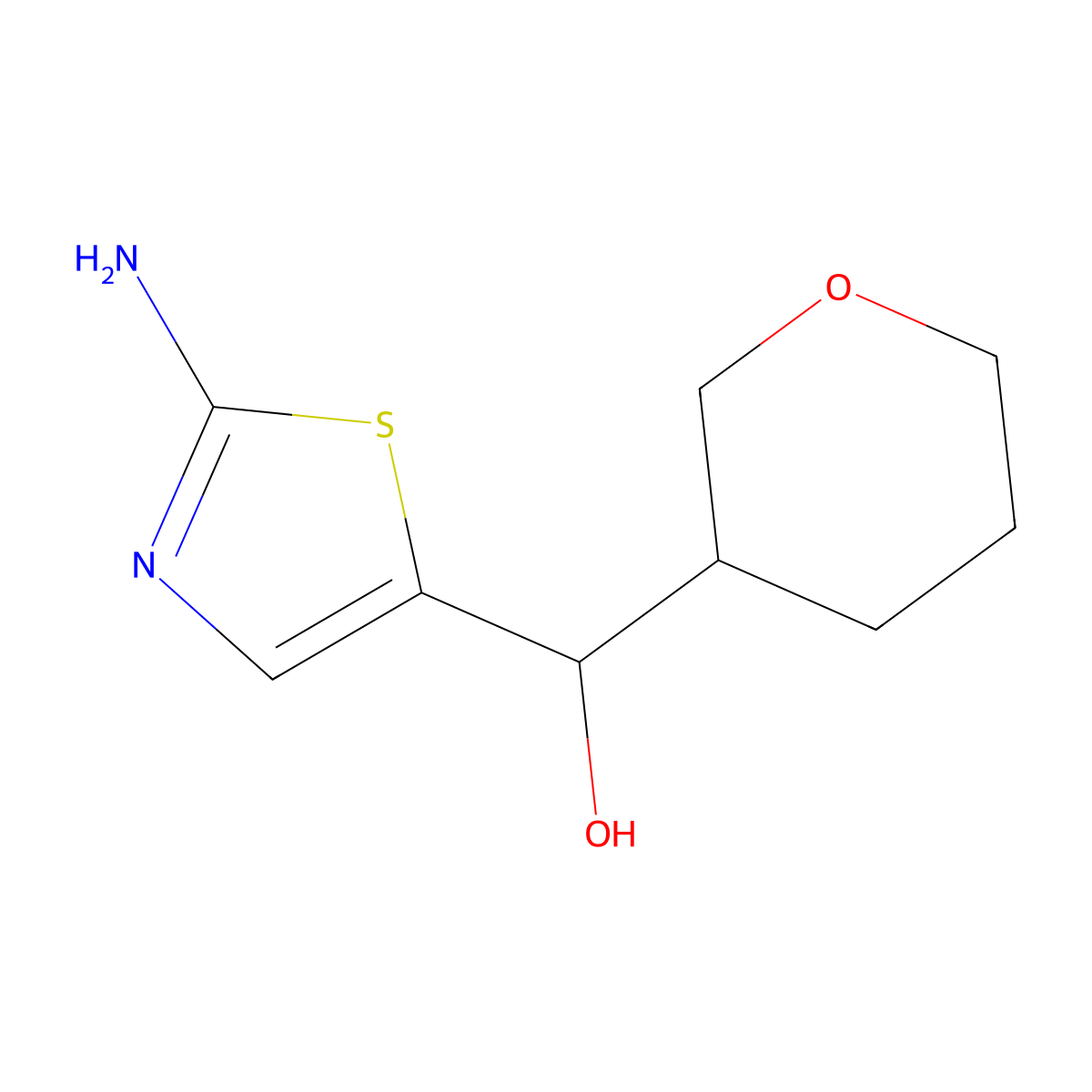 (2-Amino-1,3-thiazol-5-yl)(oxan-3-yl)methanol molecular structure, CAS 1567095-12-8