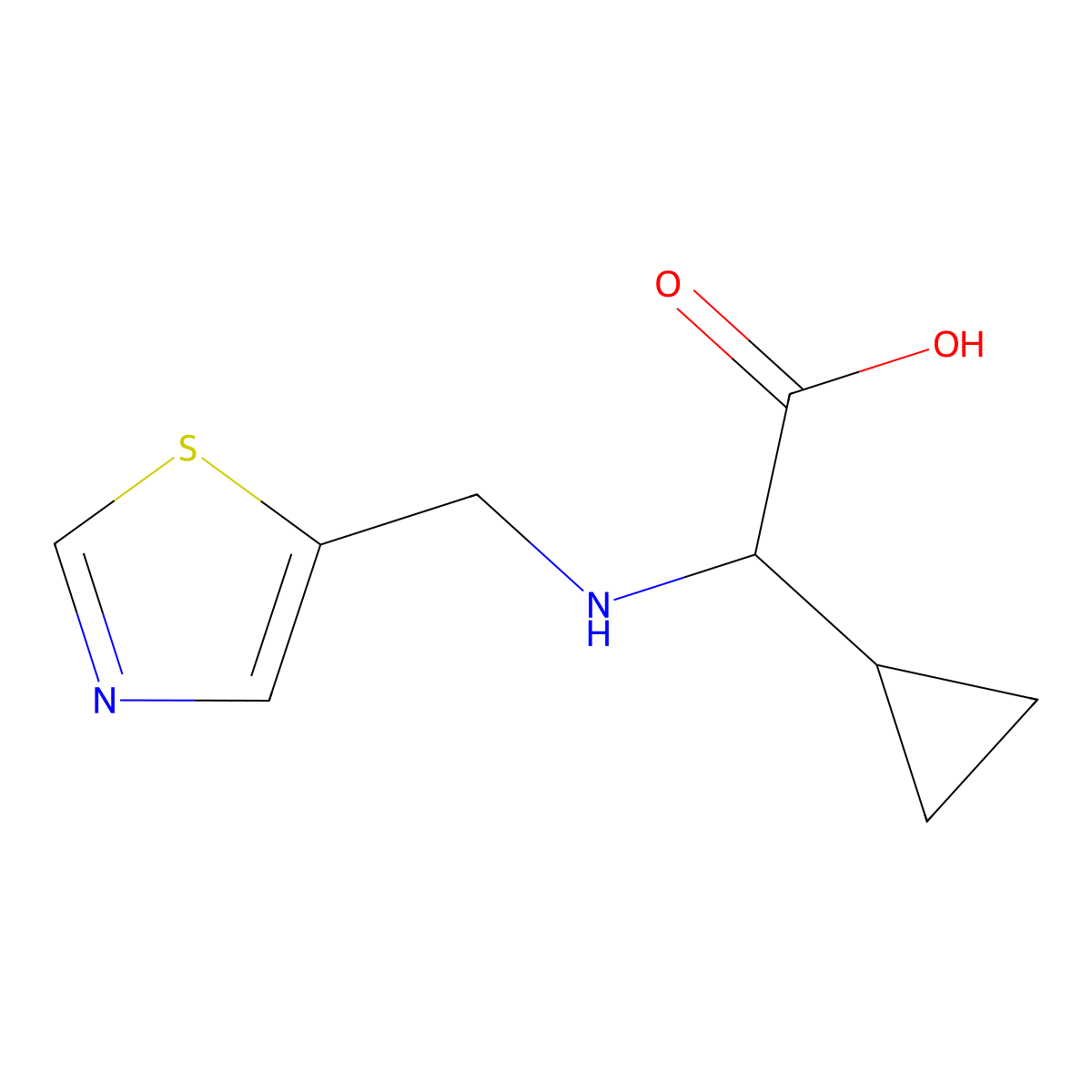 Cyclopropyl{[(1,3-thiazol-5-yl)methyl]amino}acetic acid molecular structure, CAS 1567097-98-6