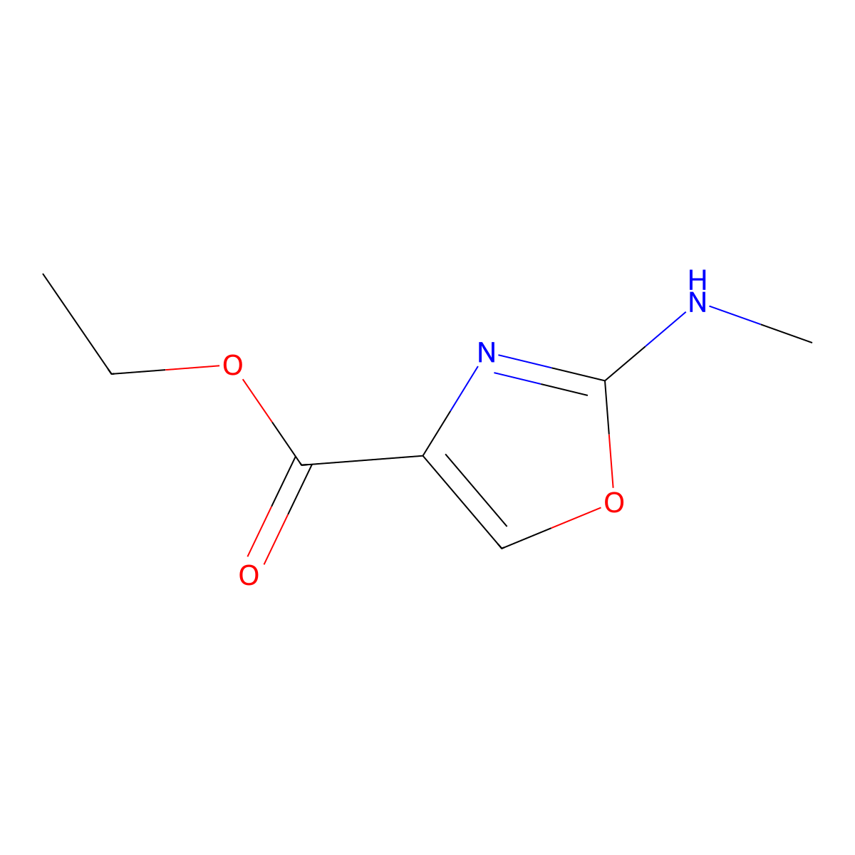 Ethyl 2-(methylamino)-1,3-oxazole-4-carboxylate molecular structure, CAS 1567098-73-0